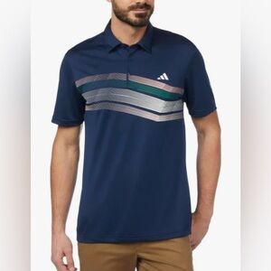 NEW Adidas Men's Core Chest Stripe Short Sleeve Golf Polo Shirt Navy Size M, L